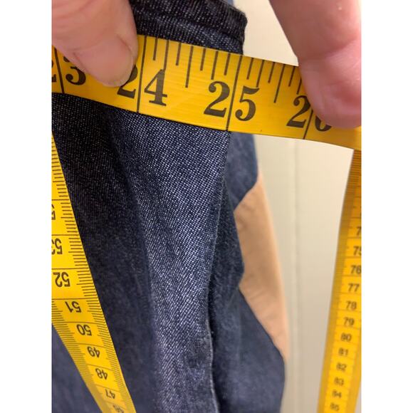 John Bartlett Consensus Blue Denim Elbow Patch Shirt Paisley Print Inner Size L - Picture 6 of 8